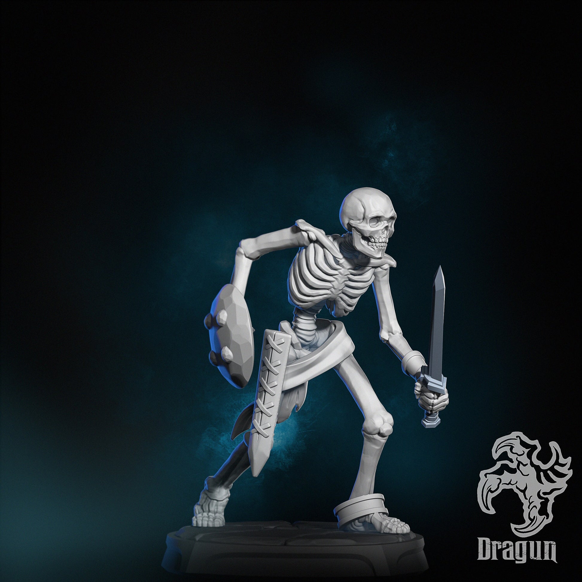 Skeleton Warrior Miniature | Dragun Studios | Tabletop RPG Miniature | Roleplaying 3D Printed Fantasy Mini - 3DPrintDen