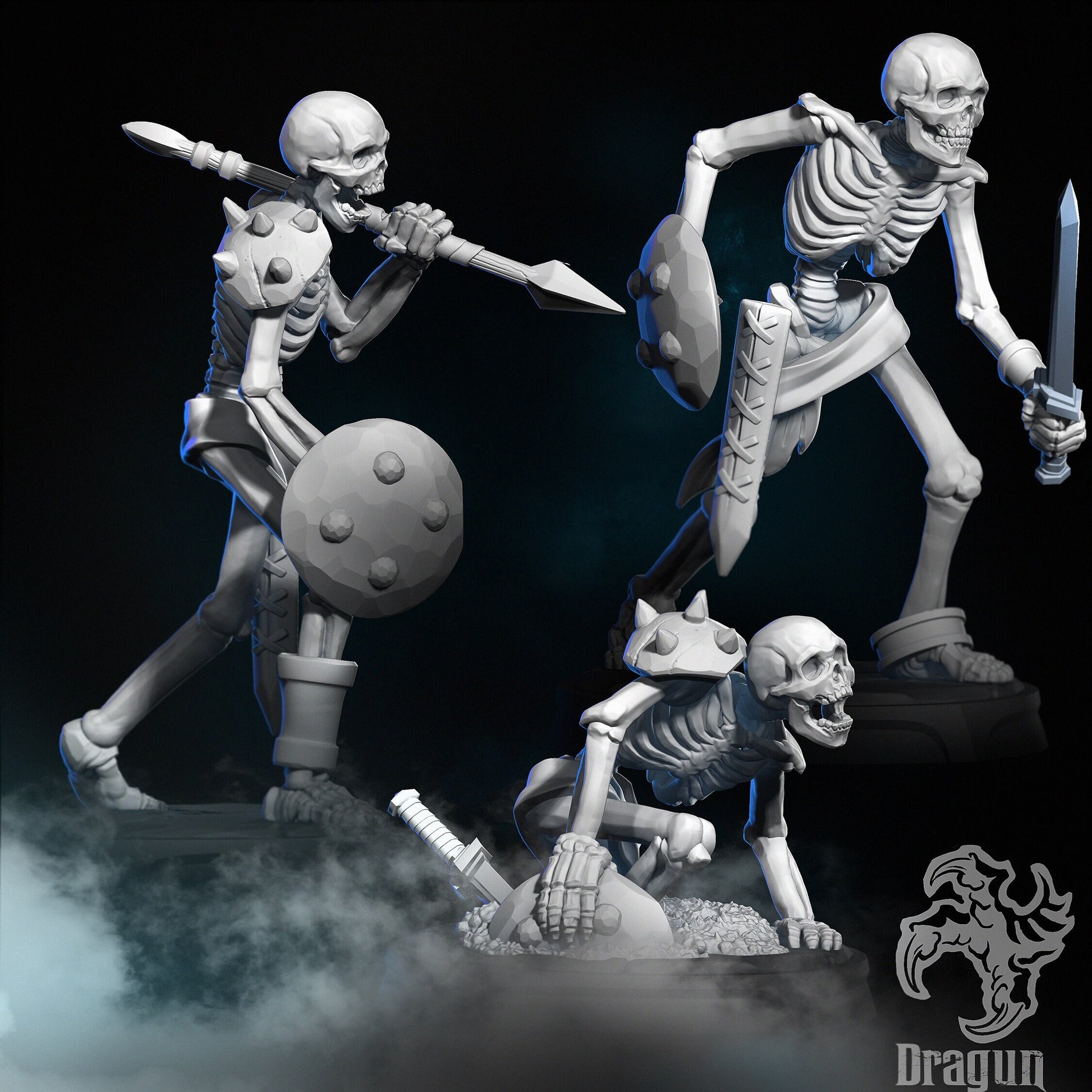 Skeleton Warrior Miniature | Dragun Studios | Tabletop RPG Miniature | Roleplaying 3D Printed Fantasy Mini - 3DPrintDen