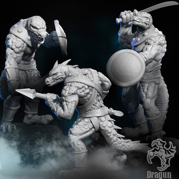 Lizard Warrior Miniature | Dragun Studios | Tabletop RPG Miniature | Roleplaying 3D Printed Fantasy Mini - 3DPrintDen