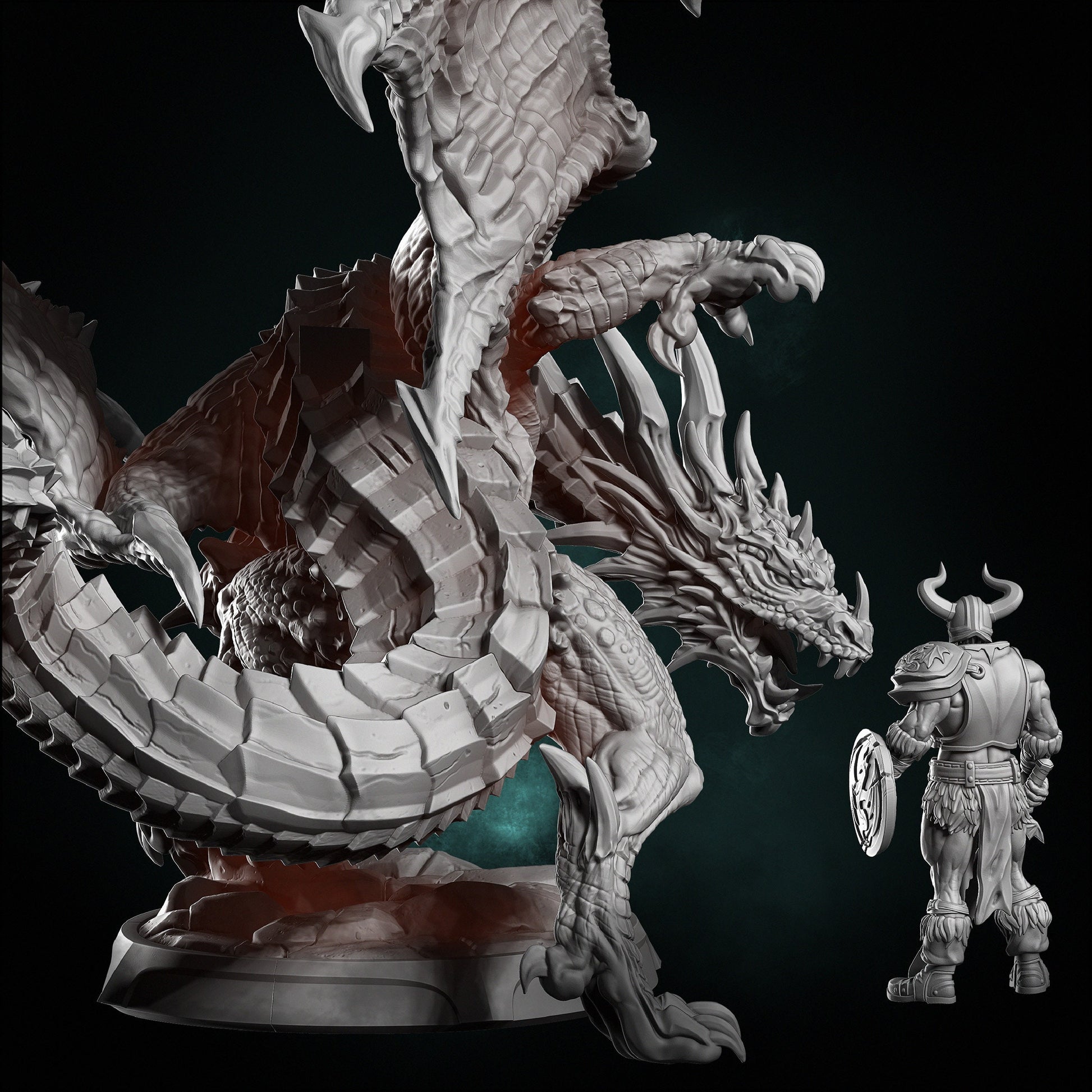 Red Dragon Miniature | Dragun Studios | Tabletop RPG Miniature | Roleplaying 3D Printed Fantasy Mini - 3DPrintDen