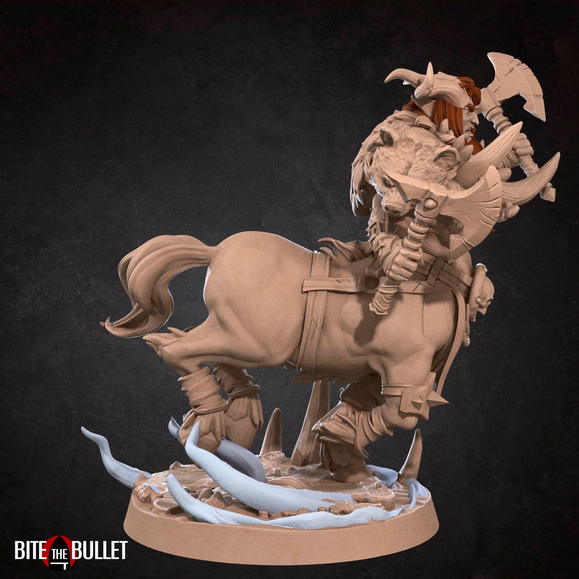 Centaur Barbarian Miniature | Tabletop RPG Miniature | Bite the Bullet | Roleplaying 3D Printed Fantasy Mini - 3DPrintDen