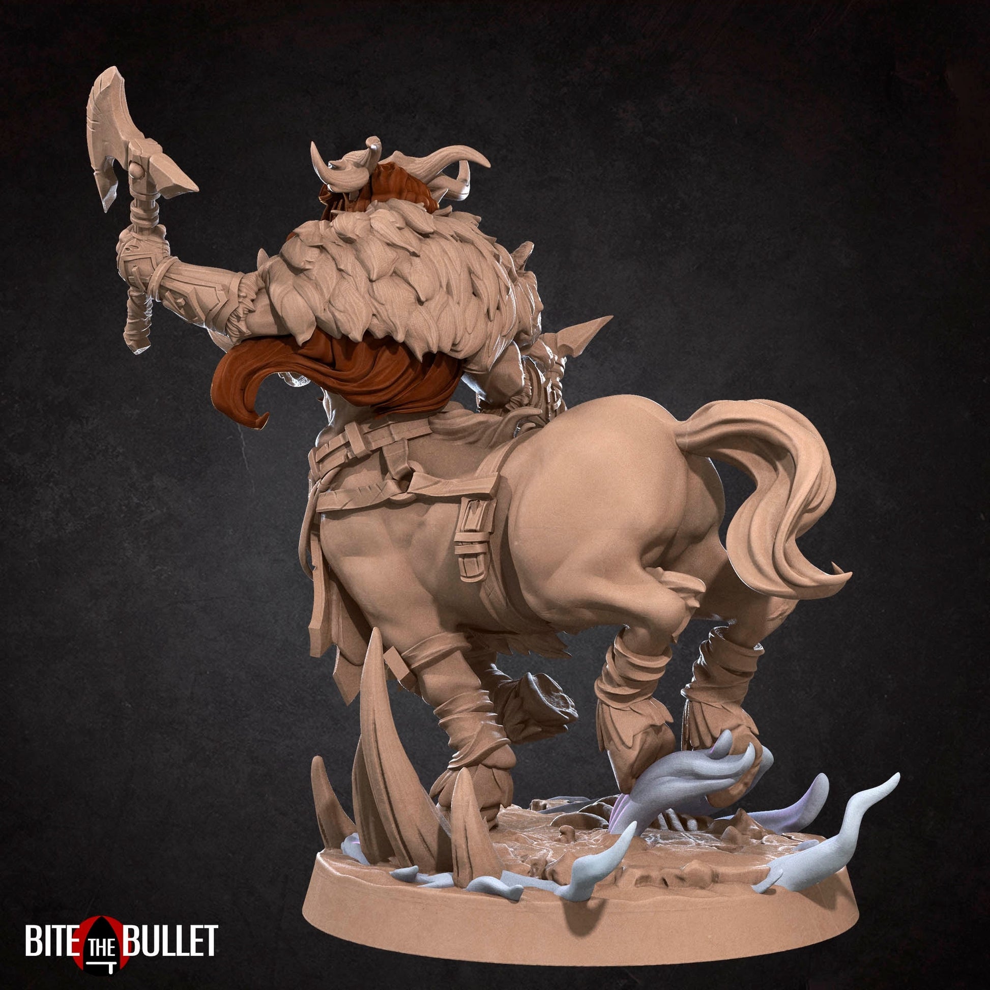 Centaur Barbarian Miniature | Tabletop RPG Miniature | Bite the Bullet | Roleplaying 3D Printed Fantasy Mini - 3DPrintDen