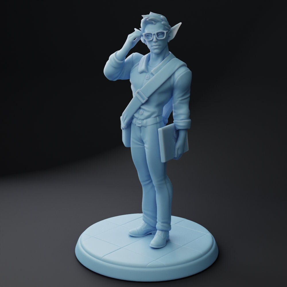 Elf Programmer Student Miniature | Twin Goddess Miniatures | Tabletop RPG Miniature | Roleplaying 3D Printed Fantasy Mini - 3DPrintDen