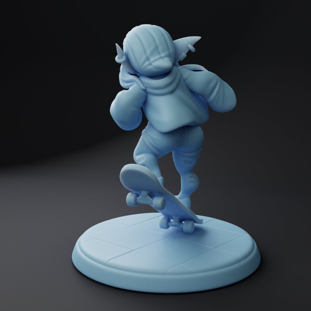 Female Goblin Skater Miniature | Twin Goddess Miniatures | Tabletop RPG Miniature | Roleplaying 3D Printed Fantasy Mini - 3DPrintDen