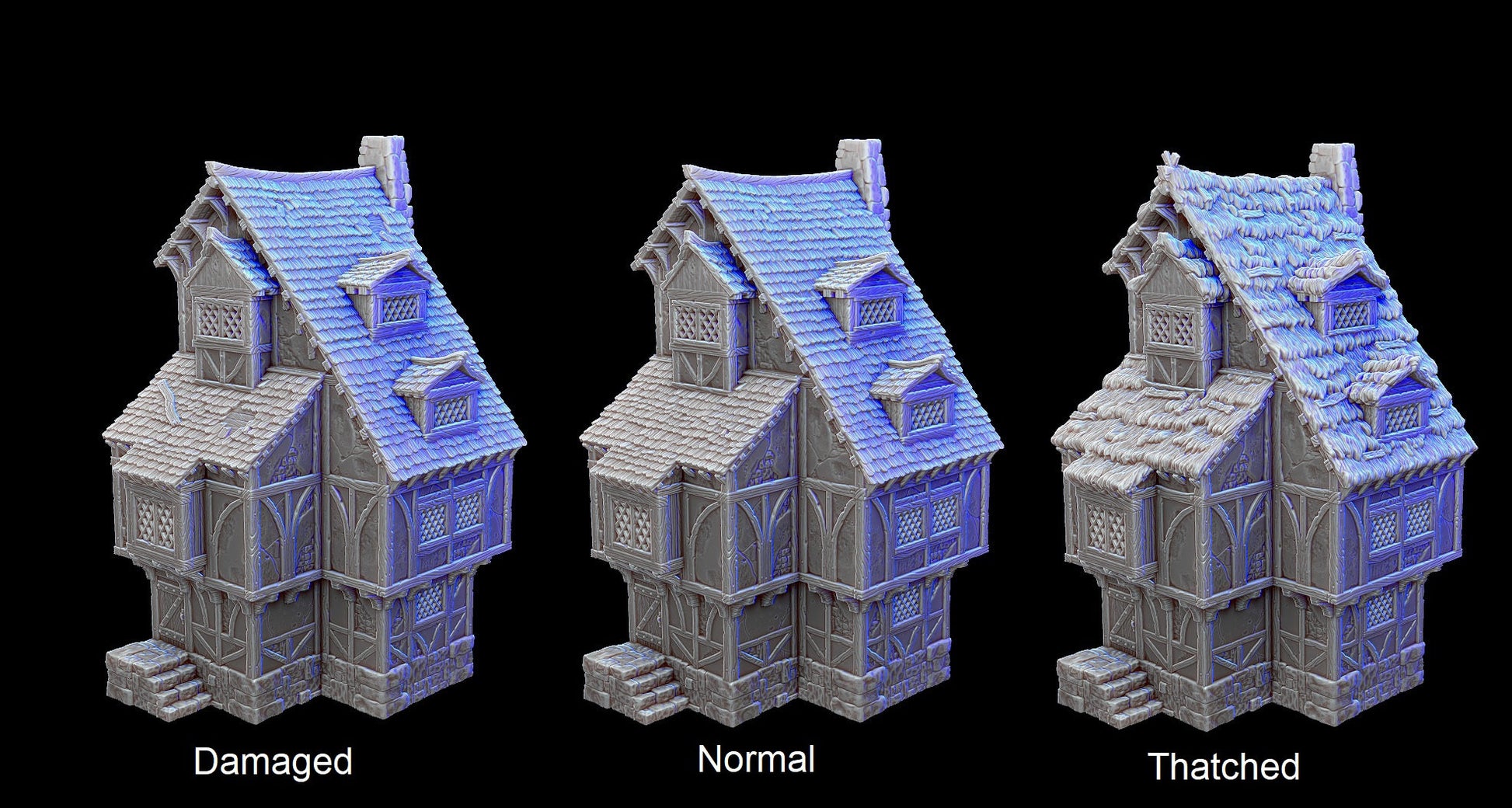 Medieval Home Large House | Roleplaying 3D Printed Fantasy Scenery | Black Scrolls Games | Miniature Building Terrain TTRPG - 3DPrintDen