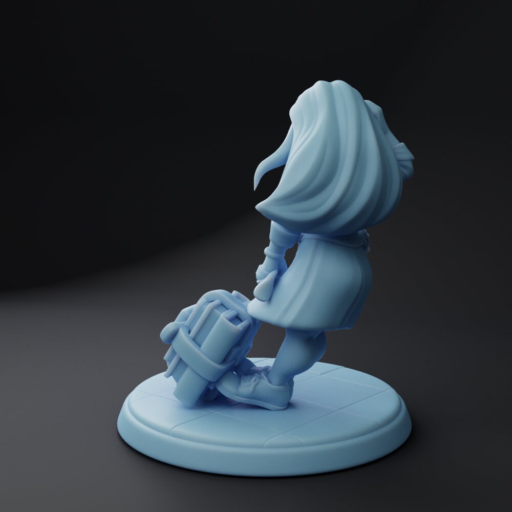 Female Gnome College Student Miniature | Twin Goddess Miniatures | Tabletop RPG Miniature | Roleplaying 3D Printed Fantasy Mini - 3DPrintDen