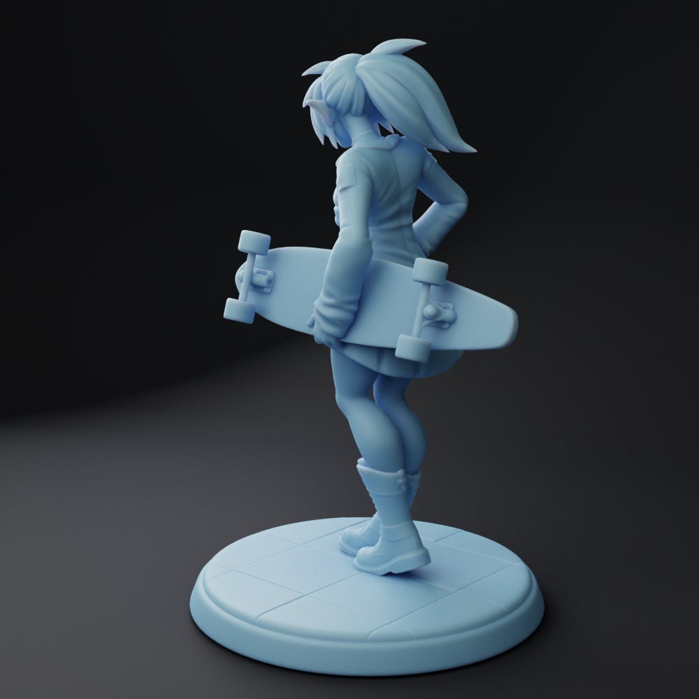 Female Elf Skater Miniature | Twin Goddess Miniatures | Tabletop RPG Miniature | Roleplaying 3D Printed Fantasy Mini - 3DPrintDen