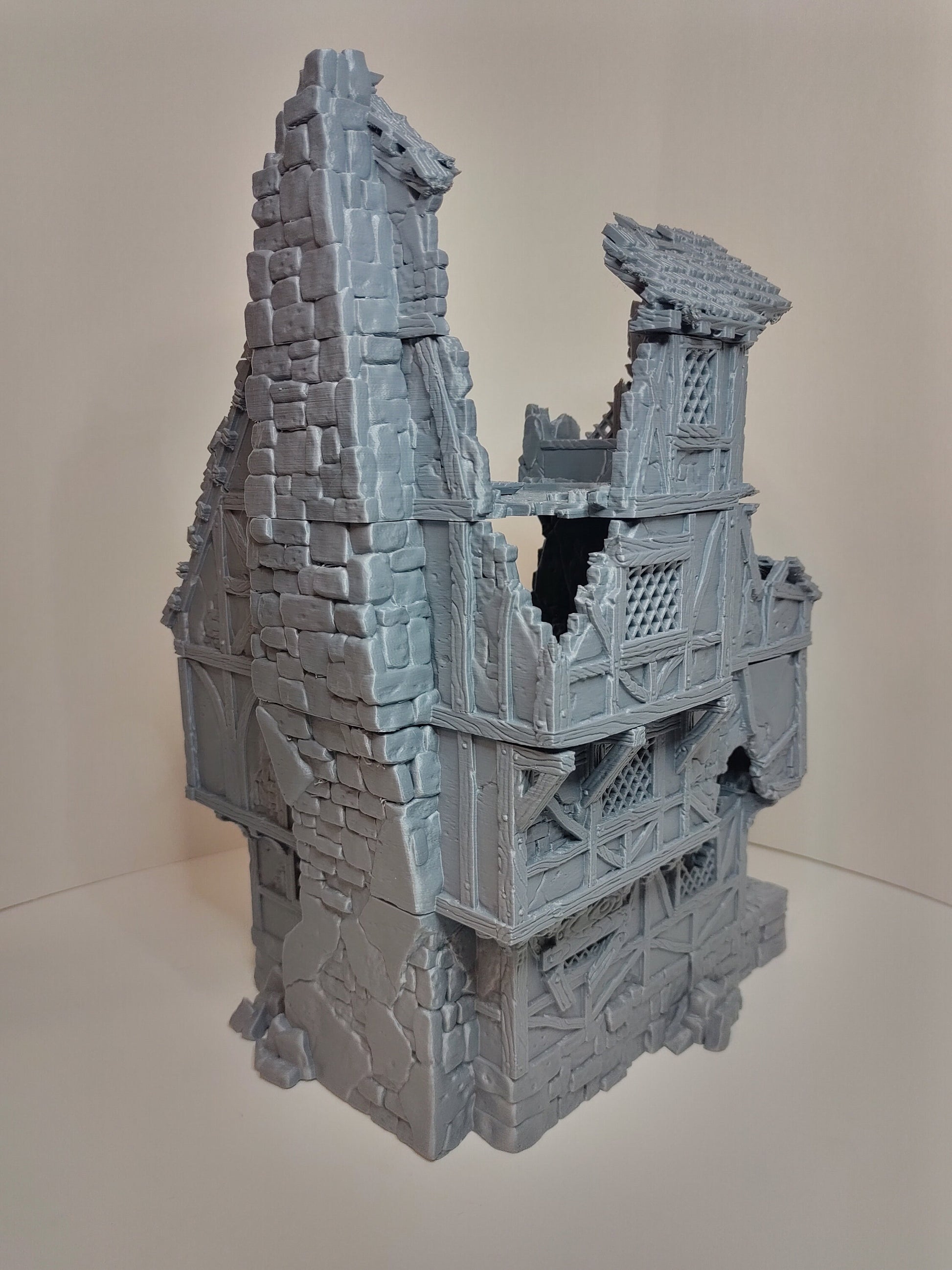 Ruined Medieval Home Large House | Roleplaying 3D Printed Fantasy Scenery | Black Scrolls Games | Miniature Building Terrain TTRPG - 3DPrintDen