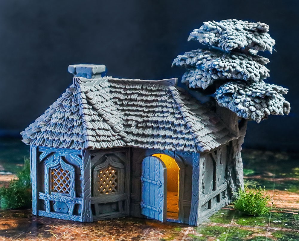 Alchemist House Medieval Cottage | Roleplaying 3D Printed Fantasy Scenery | Black Scrolls Games | Miniature Building Terrain TTRPG - 3DPrintDen