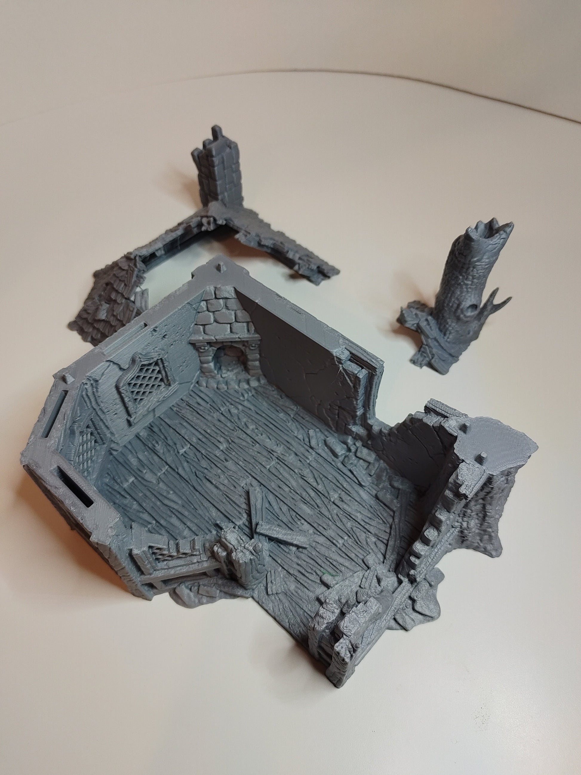 Ruined Alchemist House Medieval Cottage | Roleplaying 3D Printed Fantasy Scenery | Black Scrolls Games | Miniature Building Terrain TTRPG - 3DPrintDen