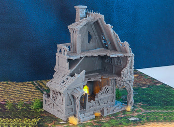 Ruined Healer House Medieval Cottage | Roleplaying 3D Printed Fantasy Scenery | Black Scrolls Games | Miniature Building Terrain TTRPG - 3DPrintDen