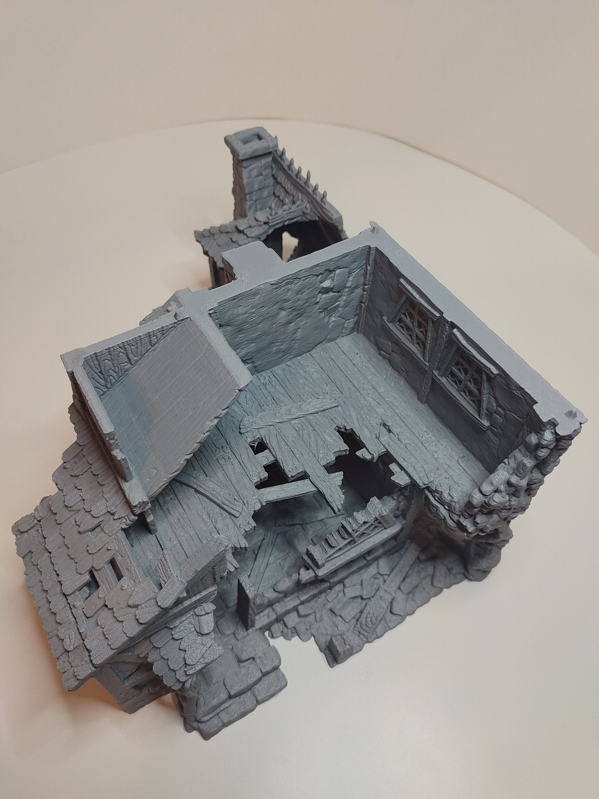 Ruined Healer House Medieval Cottage | Roleplaying 3D Printed Fantasy Scenery | Black Scrolls Games | Miniature Building Terrain TTRPG - 3DPrintDen