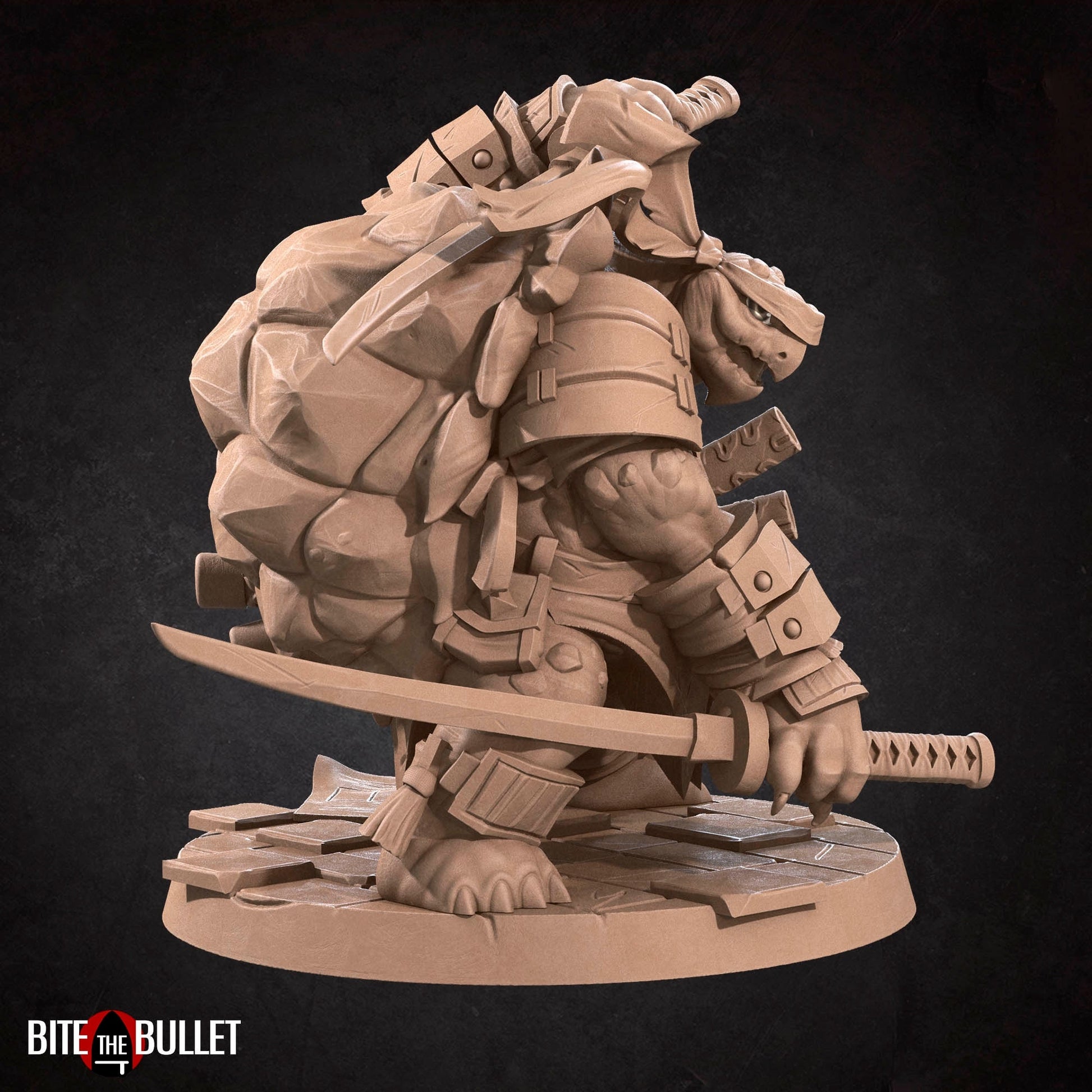 Tortle Ninja Miniature | Tabletop RPG Miniature | Bite the Bullet | Roleplaying 3D Printed Fantasy Mini - 3DPrintDen