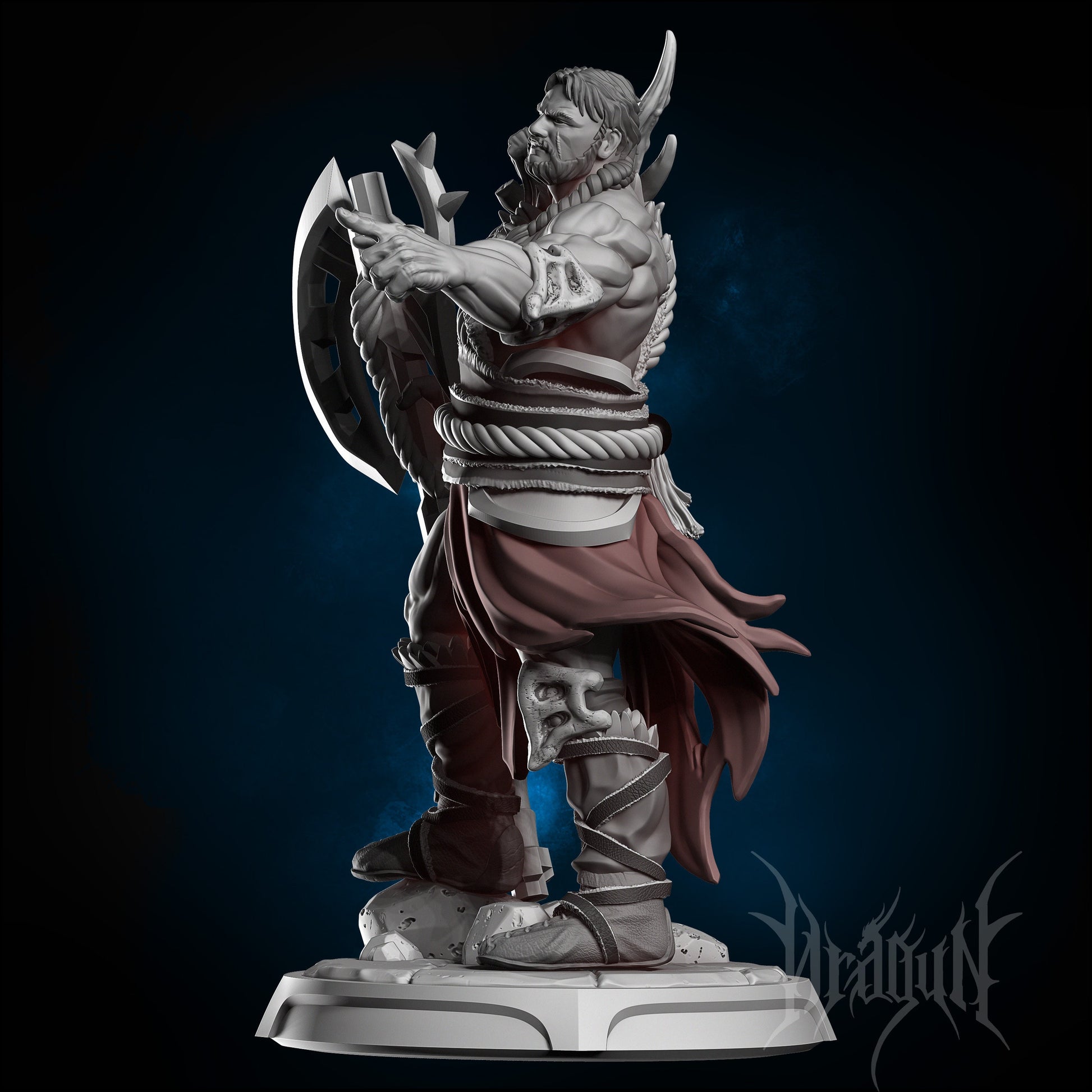 Warrior Hero Miniature | Dragun Studios | Tabletop RPG Miniature | Roleplaying 3D Printed Fantasy Mini - 3DPrintDen