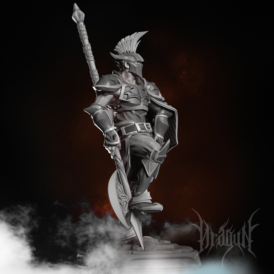 Dragon Rider Dark Knight Miniature | Dragun Studios | Tabletop RPG Miniature | Roleplaying 3D Printed Fantasy Mini - 3DPrintDen