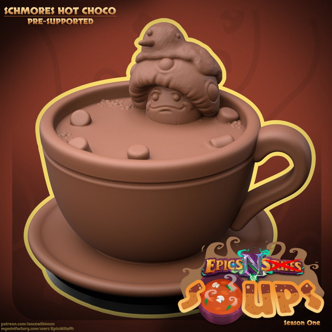 S'mores Hot Chocolate Miniature | Tabletop RPG Miniature | Epic 'N' Stuff | Roleplaying 3D Printed Fantasy Mini - 3DPrintDen