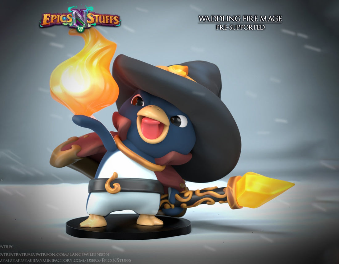 Penguin Mage Miniature | Tabletop RPG Miniature | Epic 'N' Stuff | Roleplaying 3D Printed Fantasy Mini - 3DPrintDen