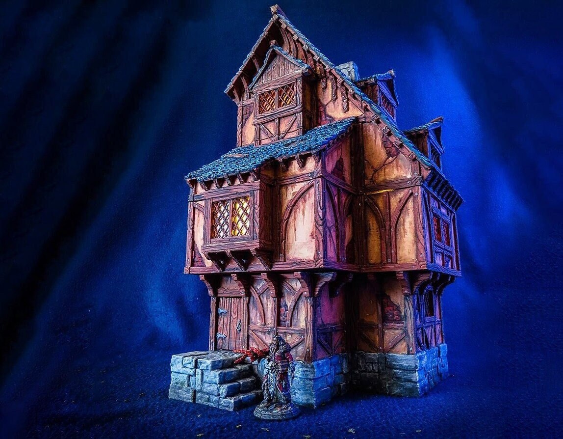 Medieval Home Large House | Roleplaying 3D Printed Fantasy Scenery | Black Scrolls Games | Miniature Building Terrain TTRPG - 3DPrintDen