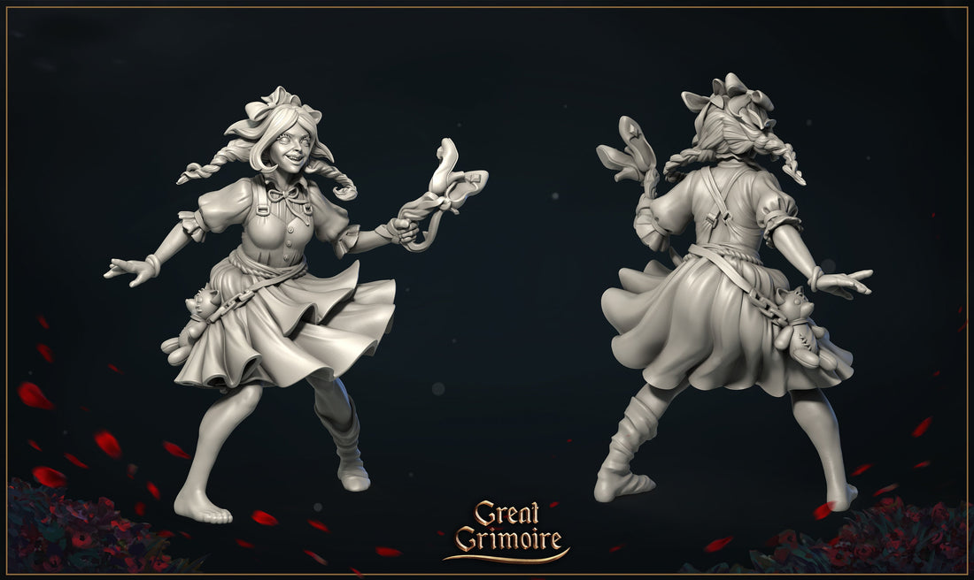 Little Girl Miniature, Dorothy | Tabletop RPG Miniature | Great Grimoire | Roleplaying 3D Printed Fantasy Mini - 3DPrintDen