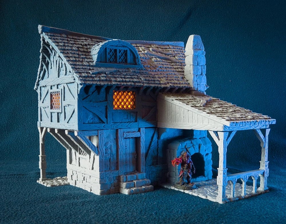 Blacksmith Medieval Building | Roleplaying 3D Printed Fantasy Scenery | Black Scrolls Games | Miniature Building Terrain TTRPG - 3DPrintDen