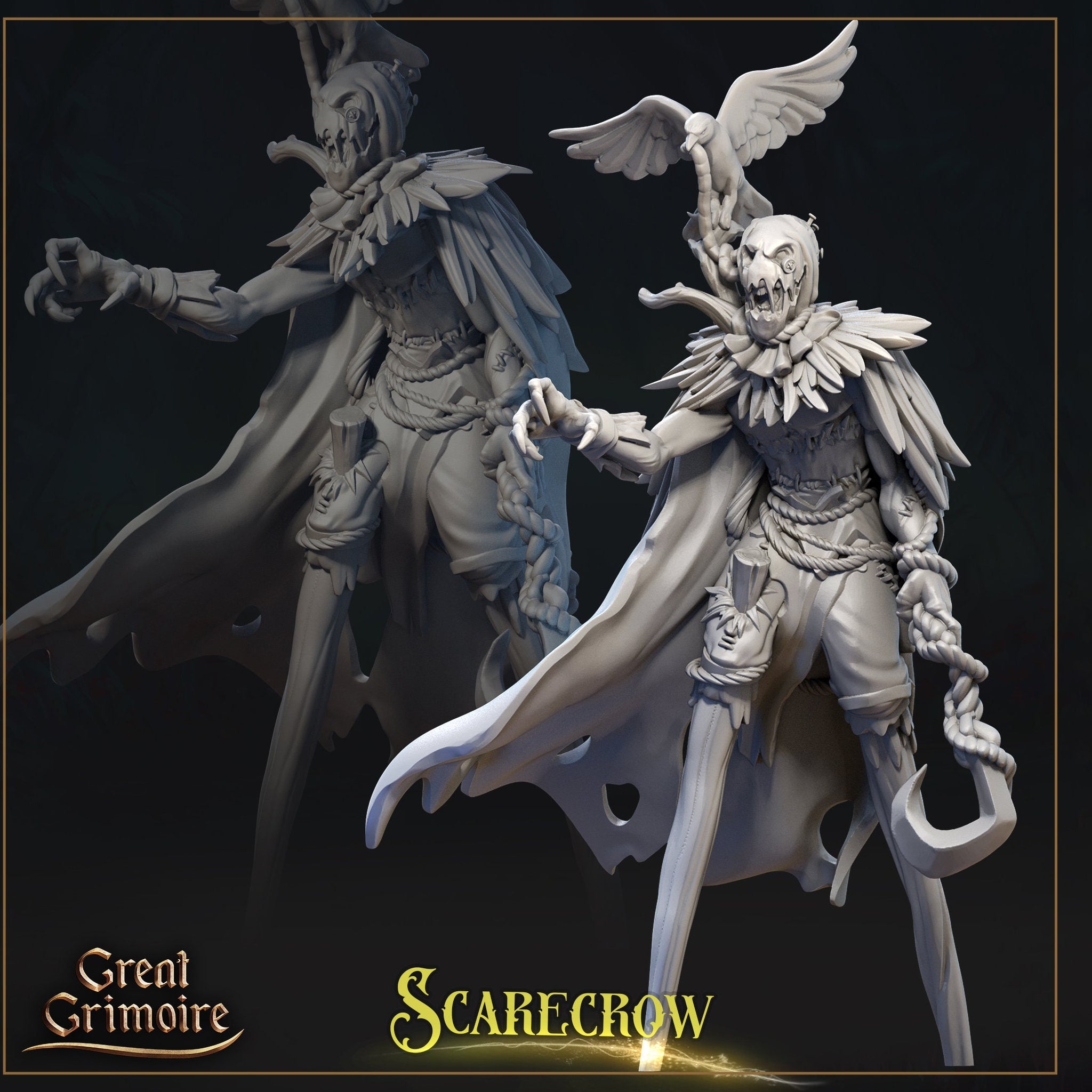 Scarecrow Miniature | Tabletop RPG Miniature | Great Grimoire | Roleplaying 3D Printed Fantasy Mini - 3DPrintDen