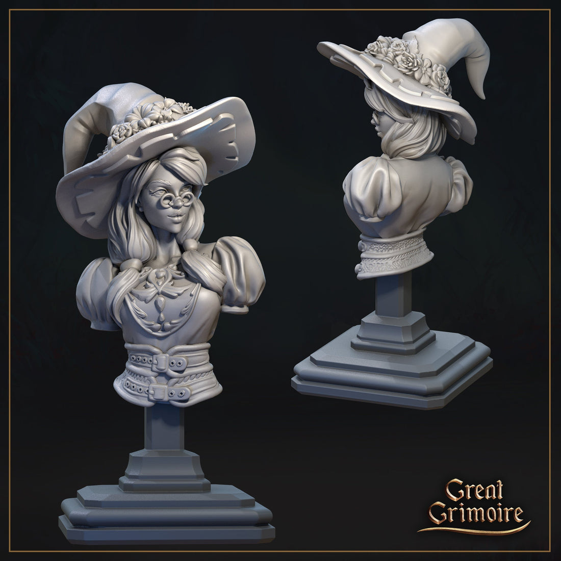 Good Witch Bust | Tabletop RPG Miniature | Great Grimoire | Roleplaying 3D Printed Fantasy Mini - 3DPrintDen