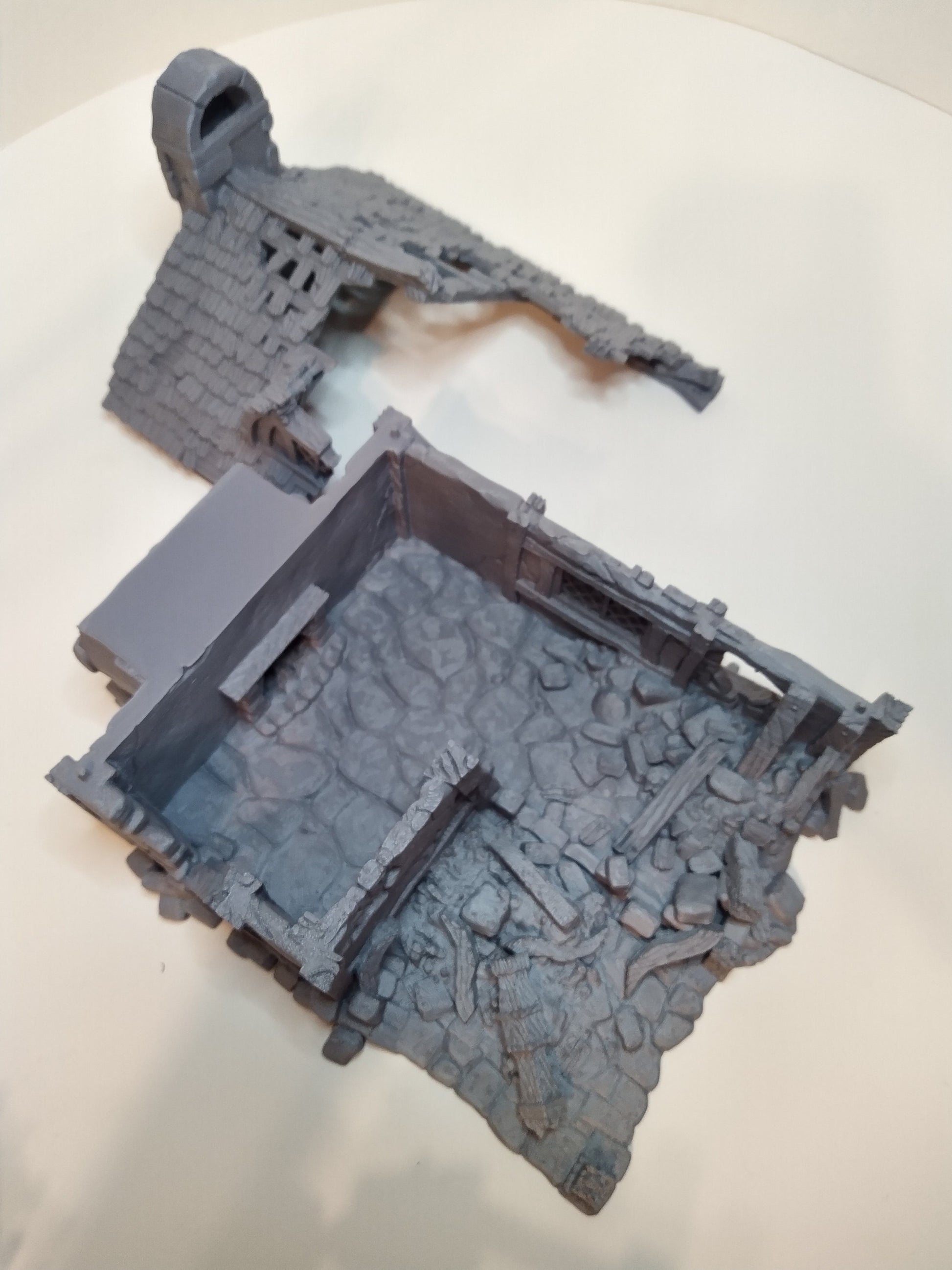 Ruined Bakery Medieval Building | Roleplaying 3D Printed Fantasy Scenery | Black Scrolls Games | Miniature Building Terrain TTRPG - 3DPrintDen