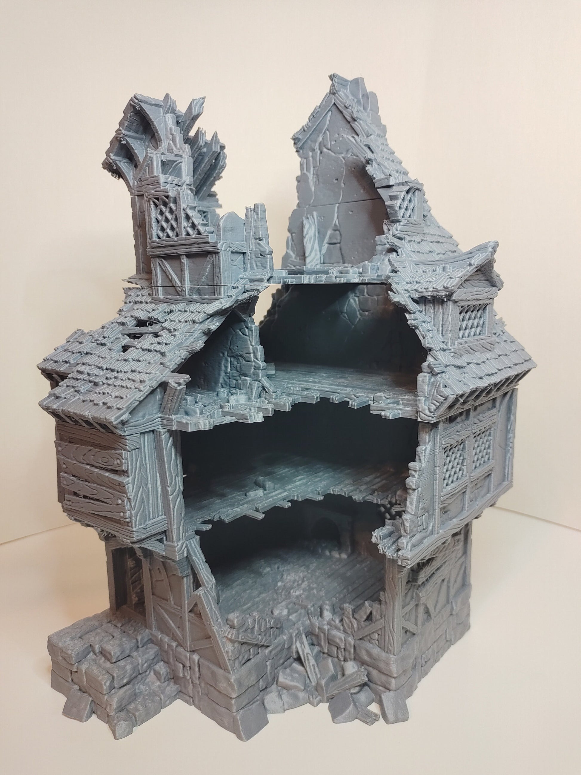 Ruined Medieval Home Large House | Roleplaying 3D Printed Fantasy Scenery | Black Scrolls Games | Miniature Building Terrain TTRPG - 3DPrintDen