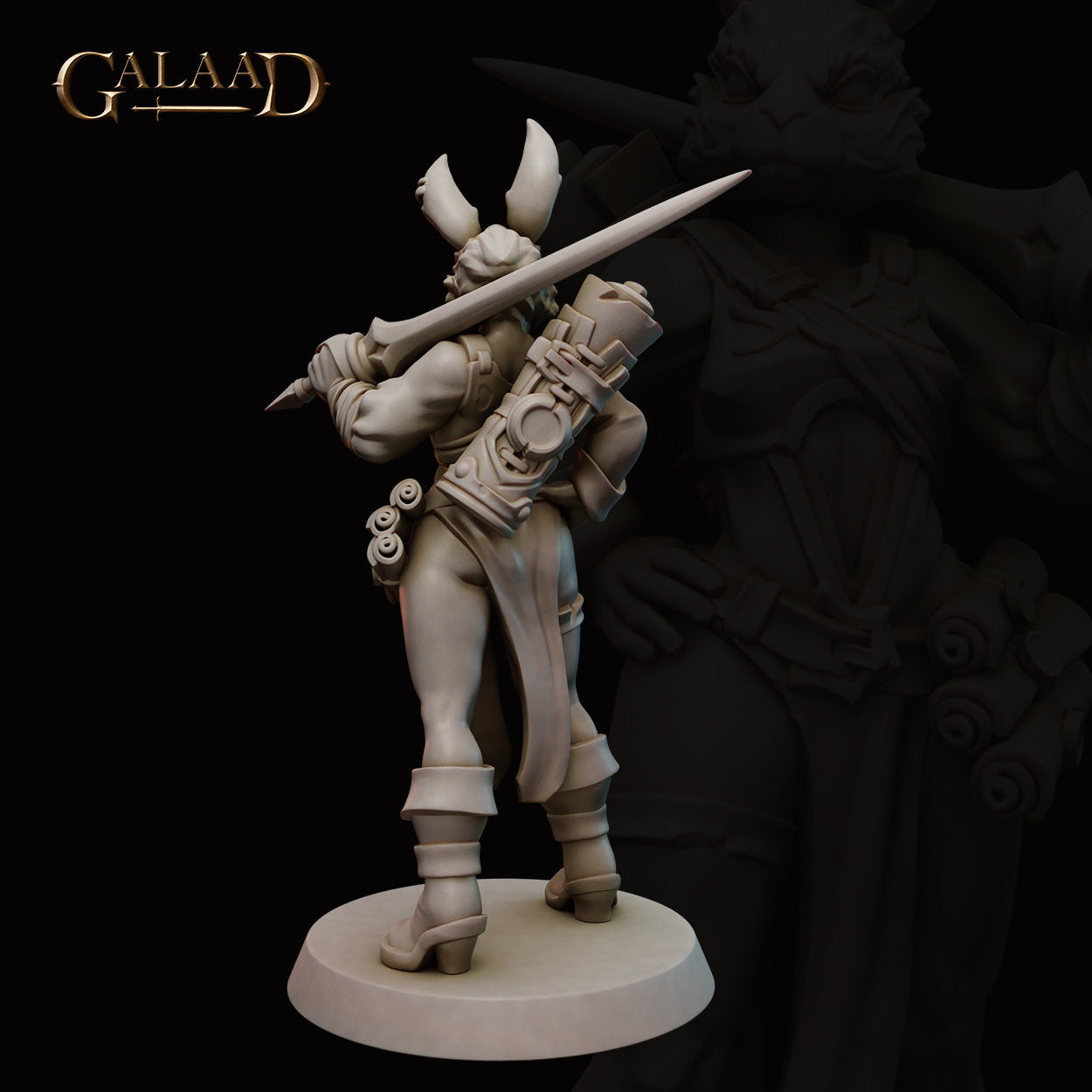 Female Battle Mage Rabbitfolk Miniature | Tabletop RPG Miniature | Galaad Miniatures | Roleplaying 3D Printed Fantasy Mini - 3DPrintDen