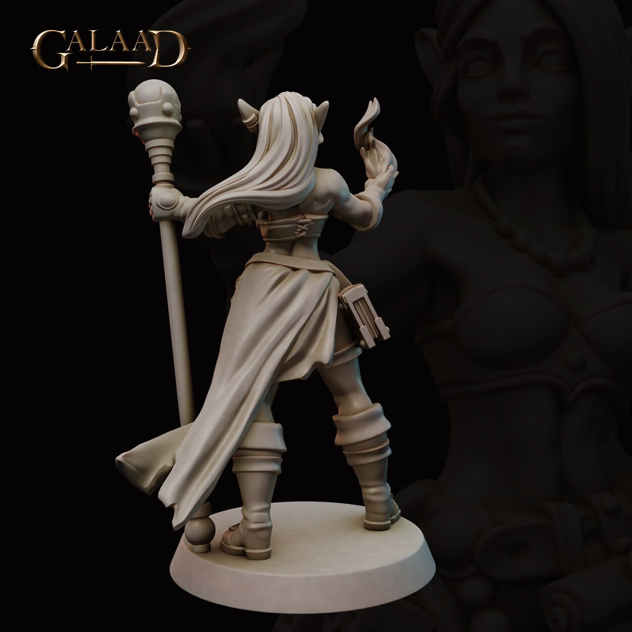 Female Elf Wizard Miniature | Tabletop RPG Miniature | Galaad Miniatures | Roleplaying 3D Printed Fantasy Mini - 3DPrintDen