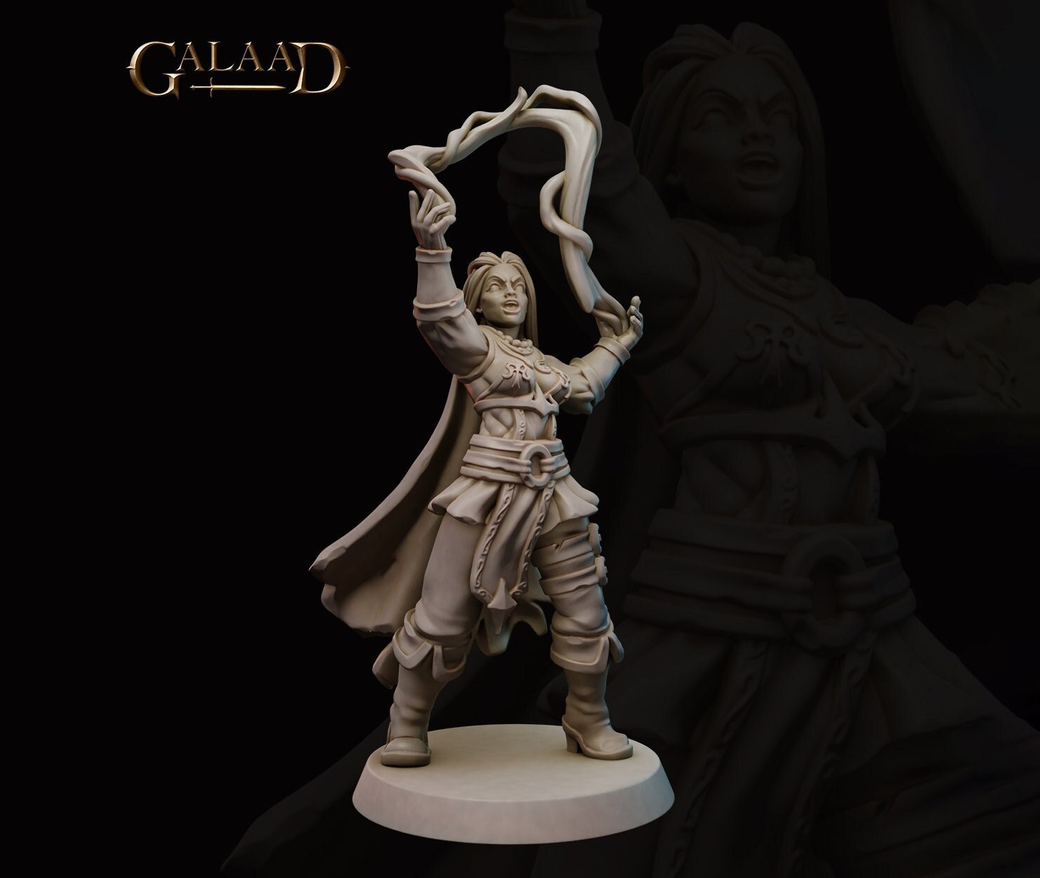 Female Mage Miniature | Tabletop RPG Miniature | Galaad Miniatures | Roleplaying 3D Printed Fantasy Mini - 3DPrintDen