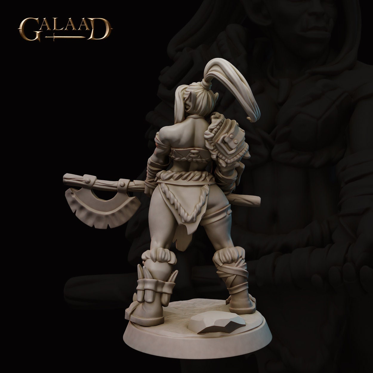 Female Orc Warrior Miniature | Tabletop RPG Miniature | Galaad Miniatures | Roleplaying 3D Printed Fantasy Mini - 3DPrintDen