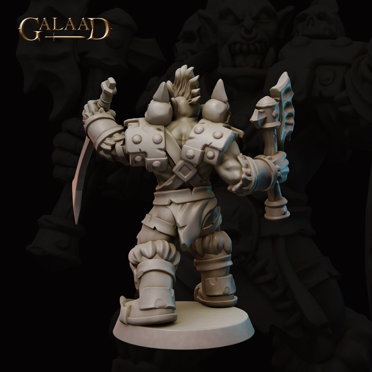 Orc Warrior Miniature | Tabletop RPG Miniature | Galaad Miniatures | Roleplaying 3D Printed Fantasy Mini - 3DPrintDen