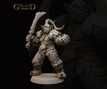 Orc Warrior Miniature | Tabletop RPG Miniature | Galaad Miniatures | Roleplaying 3D Printed Fantasy Mini - 3DPrintDen