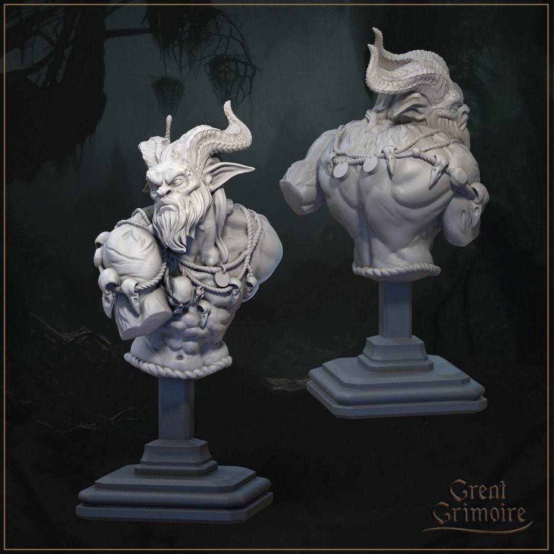 Satyr Bust | Tabletop RPG Miniature | Great Grimoire | Roleplaying 3D Printed Fantasy Mini - 3DPrintDen