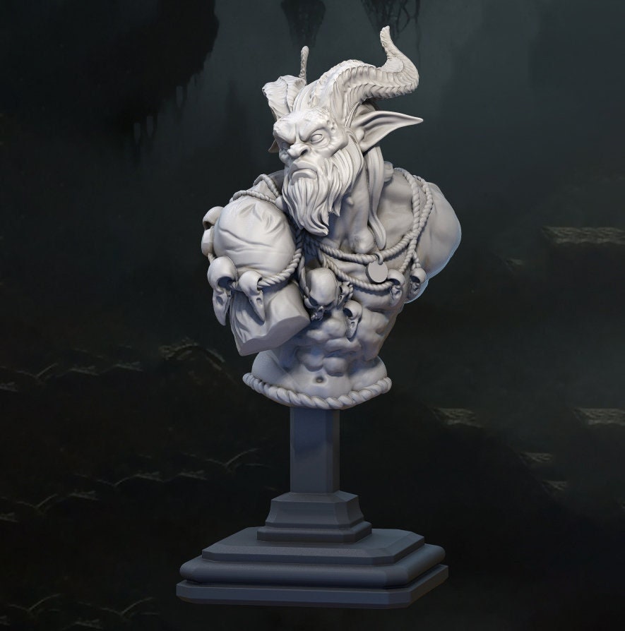 Satyr Bust | Tabletop RPG Miniature | Great Grimoire | Roleplaying 3D Printed Fantasy Mini - 3DPrintDen