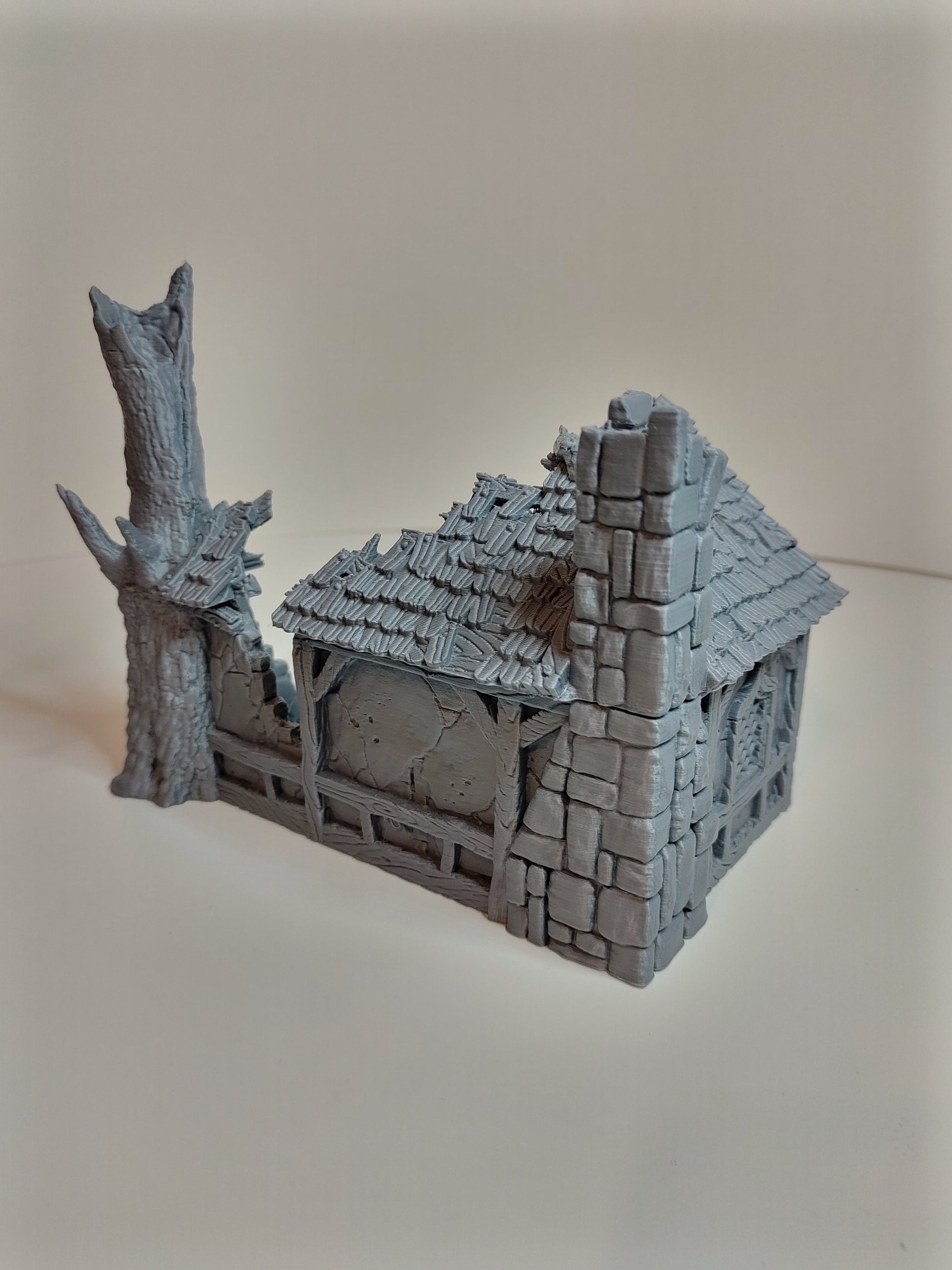 Ruined Alchemist House Medieval Cottage | Roleplaying 3D Printed Fantasy Scenery | Black Scrolls Games | Miniature Building Terrain TTRPG - 3DPrintDen