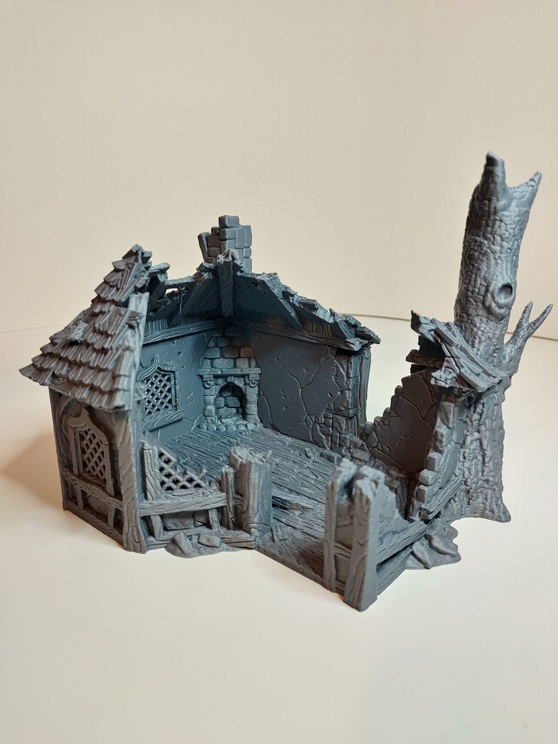 Ruined Alchemist House Medieval Cottage | Roleplaying 3D Printed Fantasy Scenery | Black Scrolls Games | Miniature Building Terrain TTRPG - 3DPrintDen