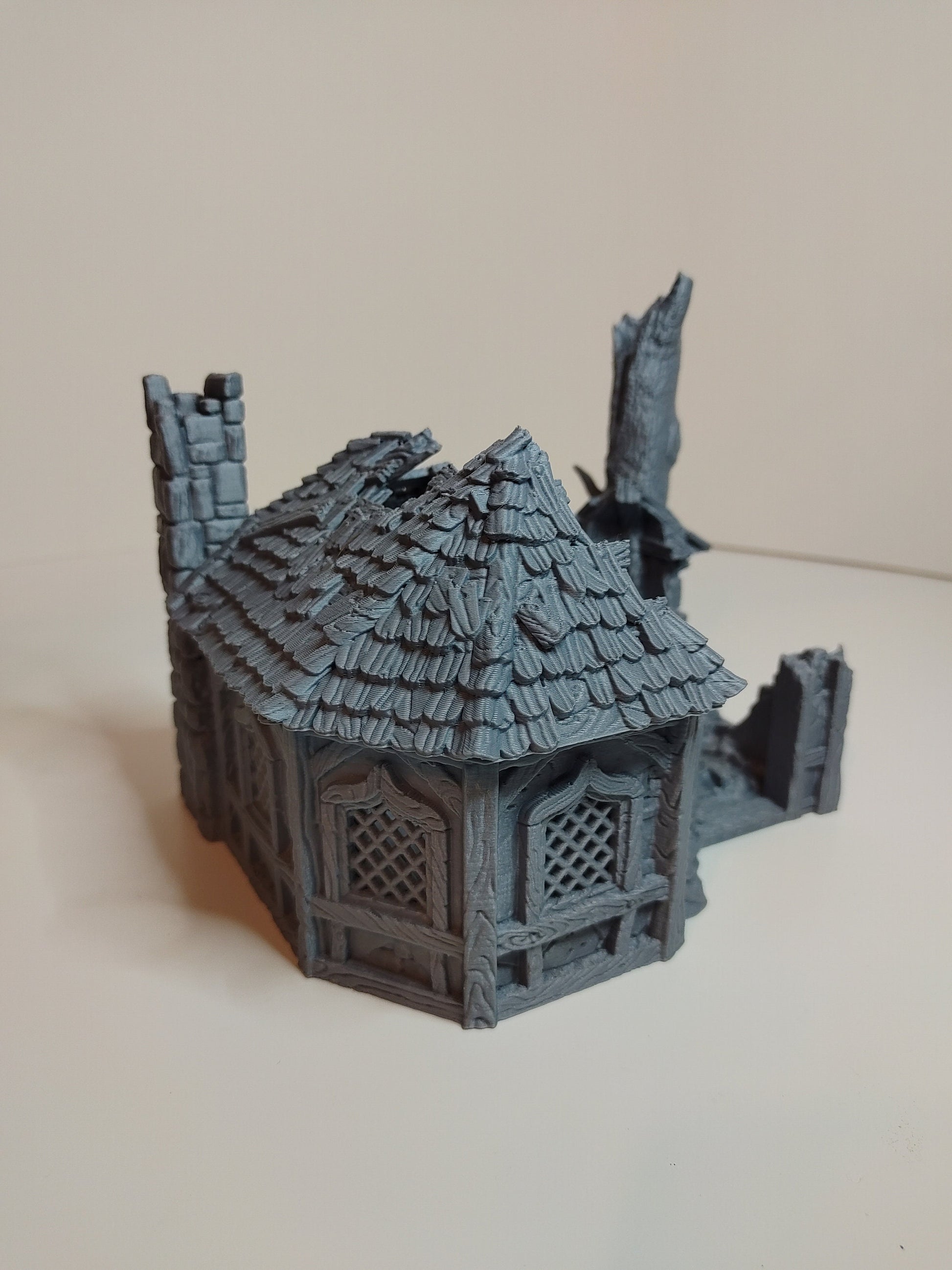 Ruined Alchemist House Medieval Cottage | Roleplaying 3D Printed Fantasy Scenery | Black Scrolls Games | Miniature Building Terrain TTRPG - 3DPrintDen