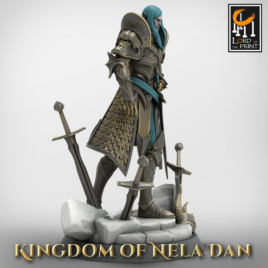 Elf Lord Miniature, Velir | Tabletop RPG Miniature | Rescale Miniature | Roleplaying 3D Printed Fantasy Mini - 3DPrintDen