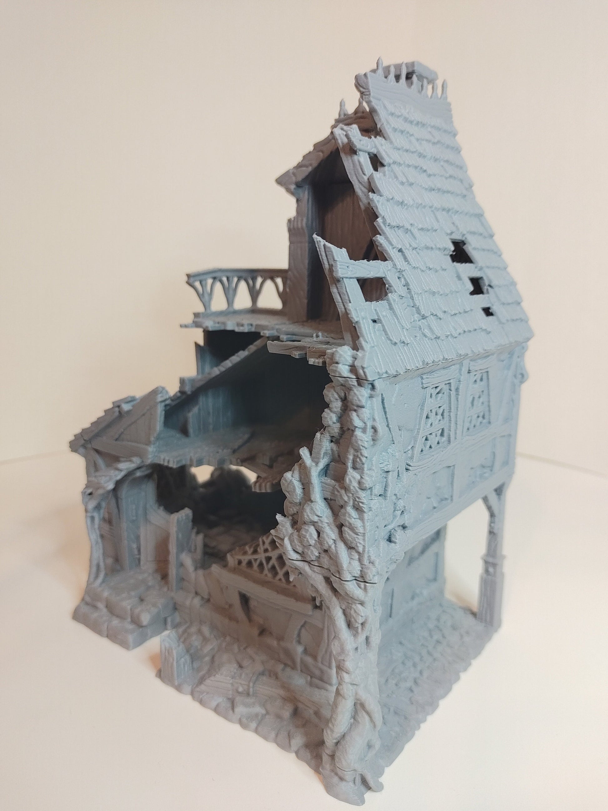 Ruined Healer House Medieval Cottage | Roleplaying 3D Printed Fantasy Scenery | Black Scrolls Games | Miniature Building Terrain TTRPG - 3DPrintDen