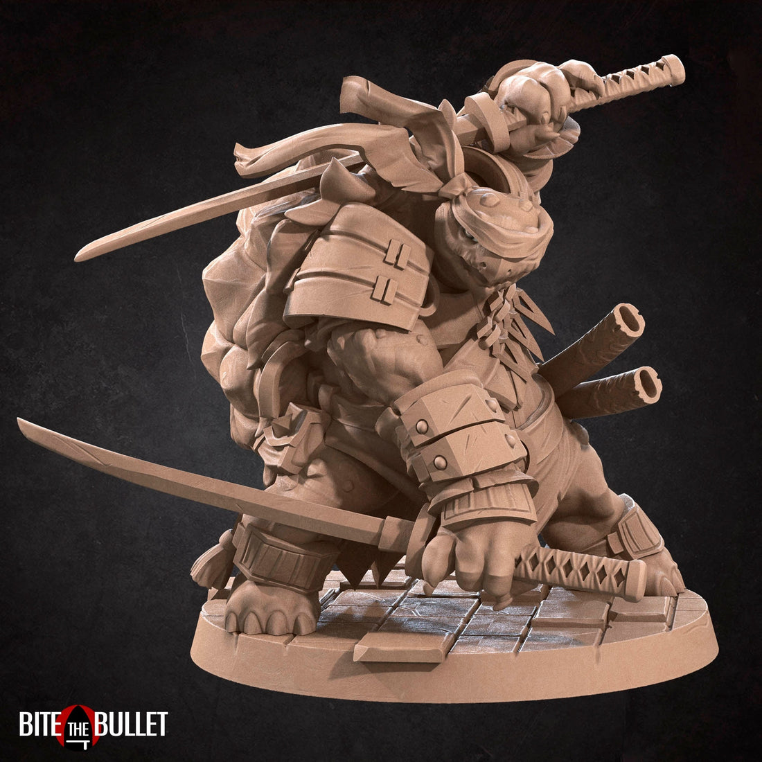 Tortle Ninja Miniature | Tabletop RPG Miniature | Bite the Bullet | Roleplaying 3D Printed Fantasy Mini - 3DPrintDen