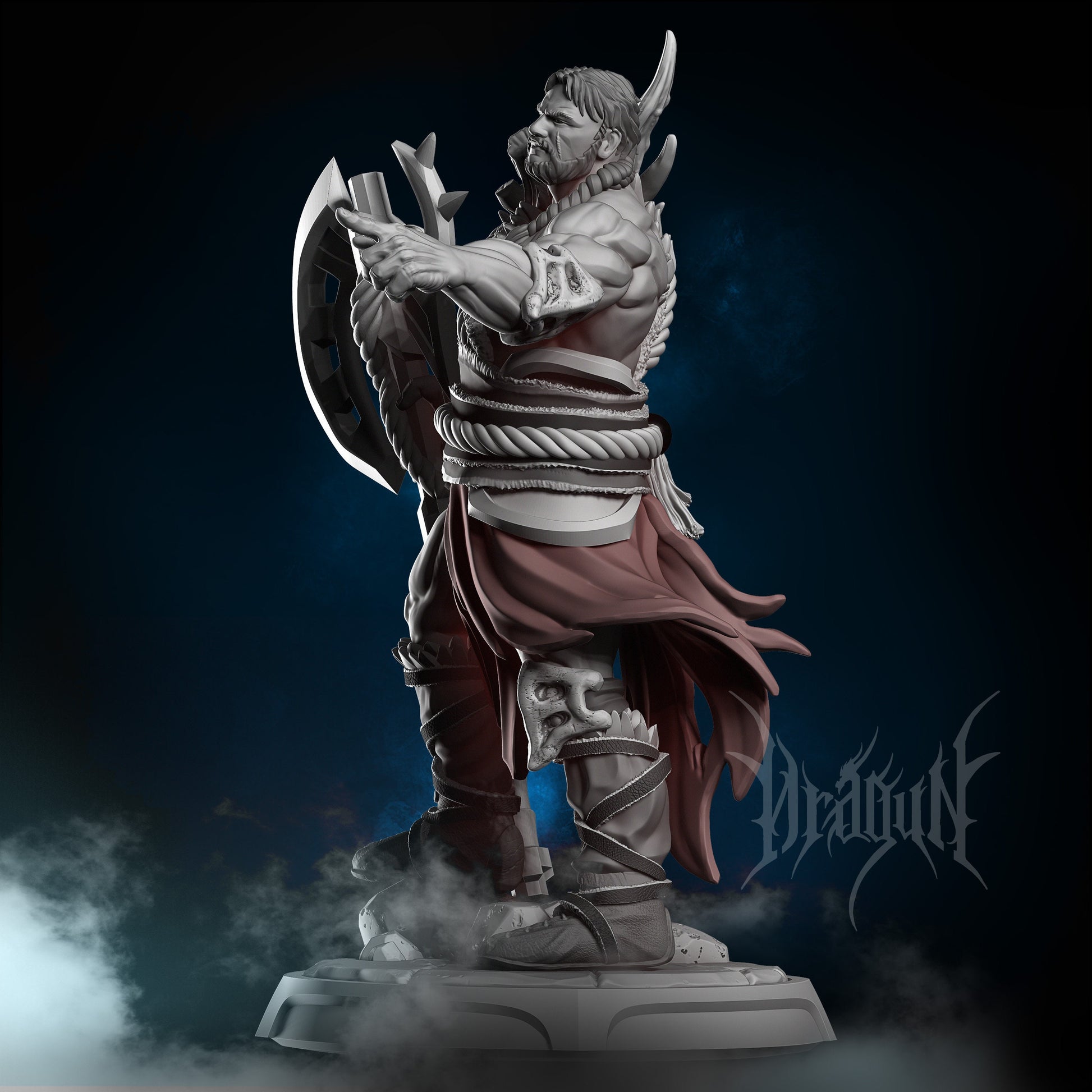 Warrior Hero Miniature | Dragun Studios | Tabletop RPG Miniature | Roleplaying 3D Printed Fantasy Mini - 3DPrintDen