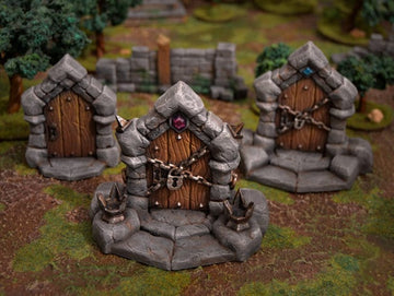 Dungeon Doors Terrain Scenery | Makers Anvil | Roleplaying 3D Printed Fantasy Scenery | Miniature Building Terrain TTRPG - 3DPrintDen