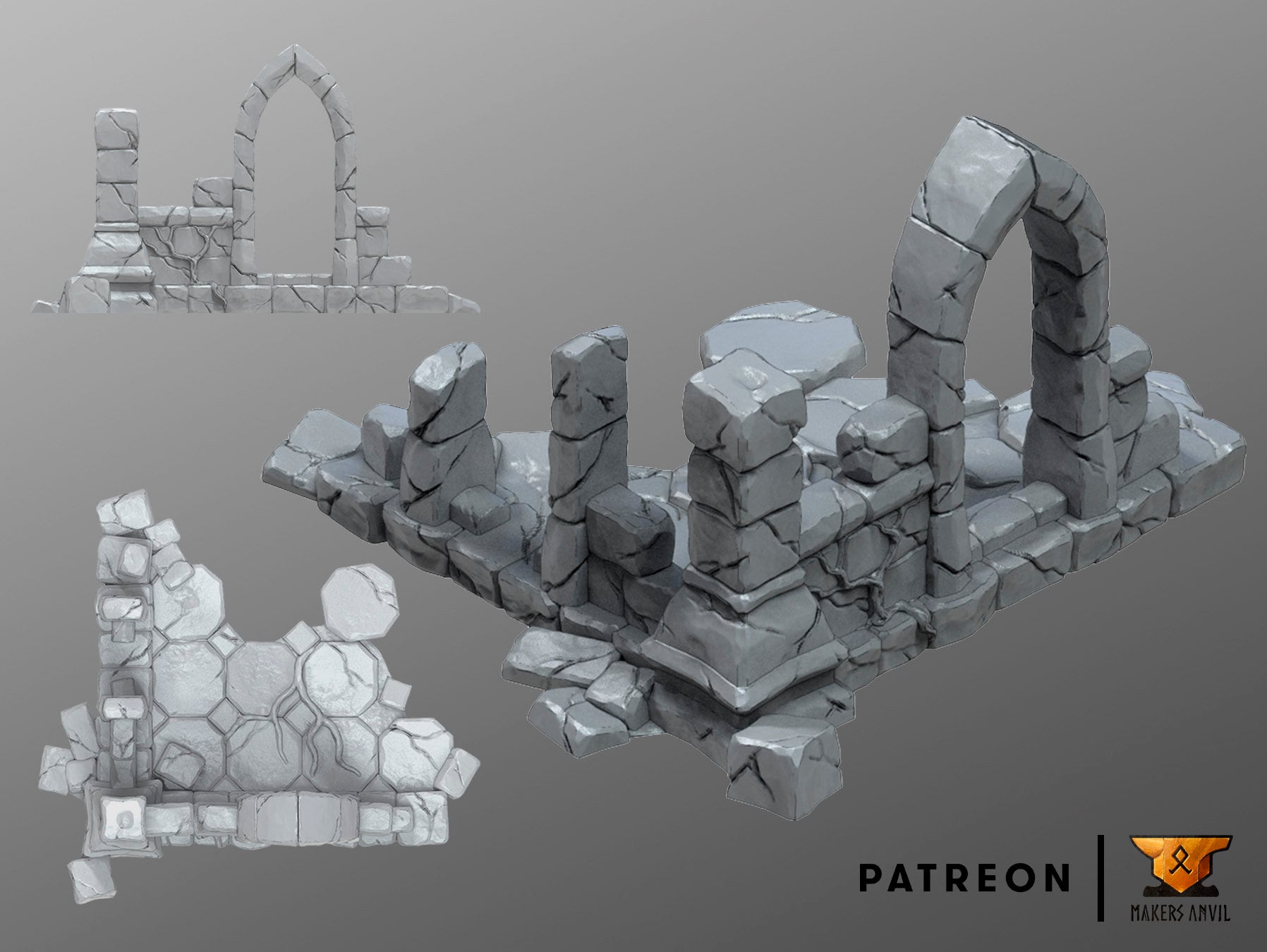 Ruined Church Building Terrain Scenery | Makers Anvil | Roleplaying 3D Printed Fantasy Scenery | Miniature Building Terrain TTRPG - 3DPrintDen