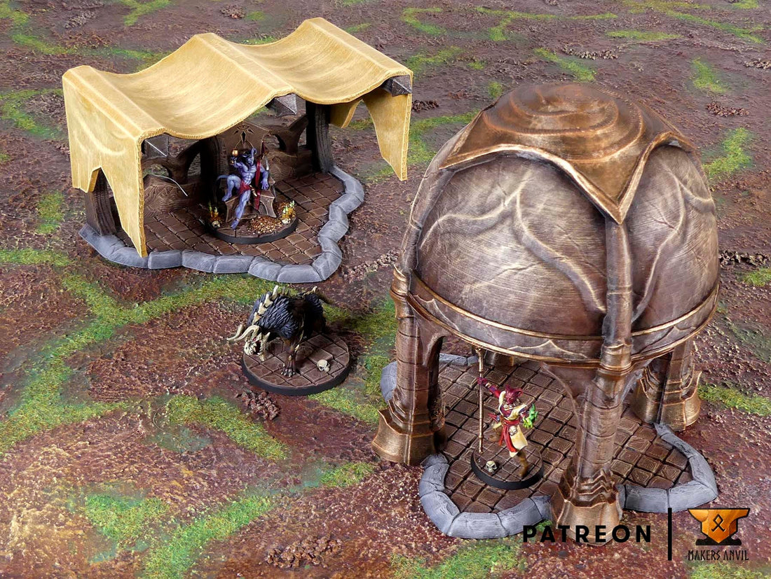 Merchant Post Gazebo Terrain Scenery | Makers Anvil | Roleplaying 3D Printed Fantasy Scenery | Miniature Building Terrain TTRPG - 3DPrintDen