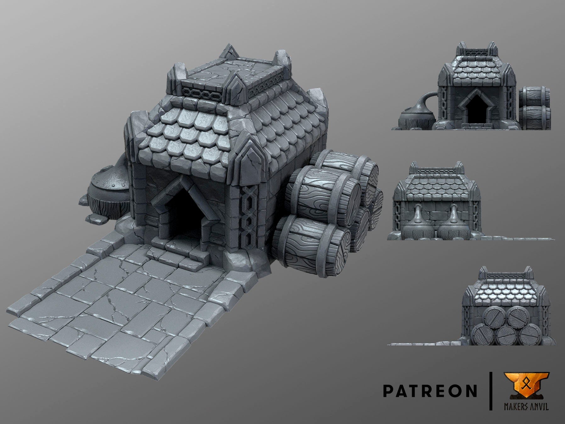 Dwarf Brewery Terrain Scenery | Makers Anvil | Roleplaying 3D Printed Fantasy Scenery | Miniature Building Terrain TTRPG - 3DPrintDen