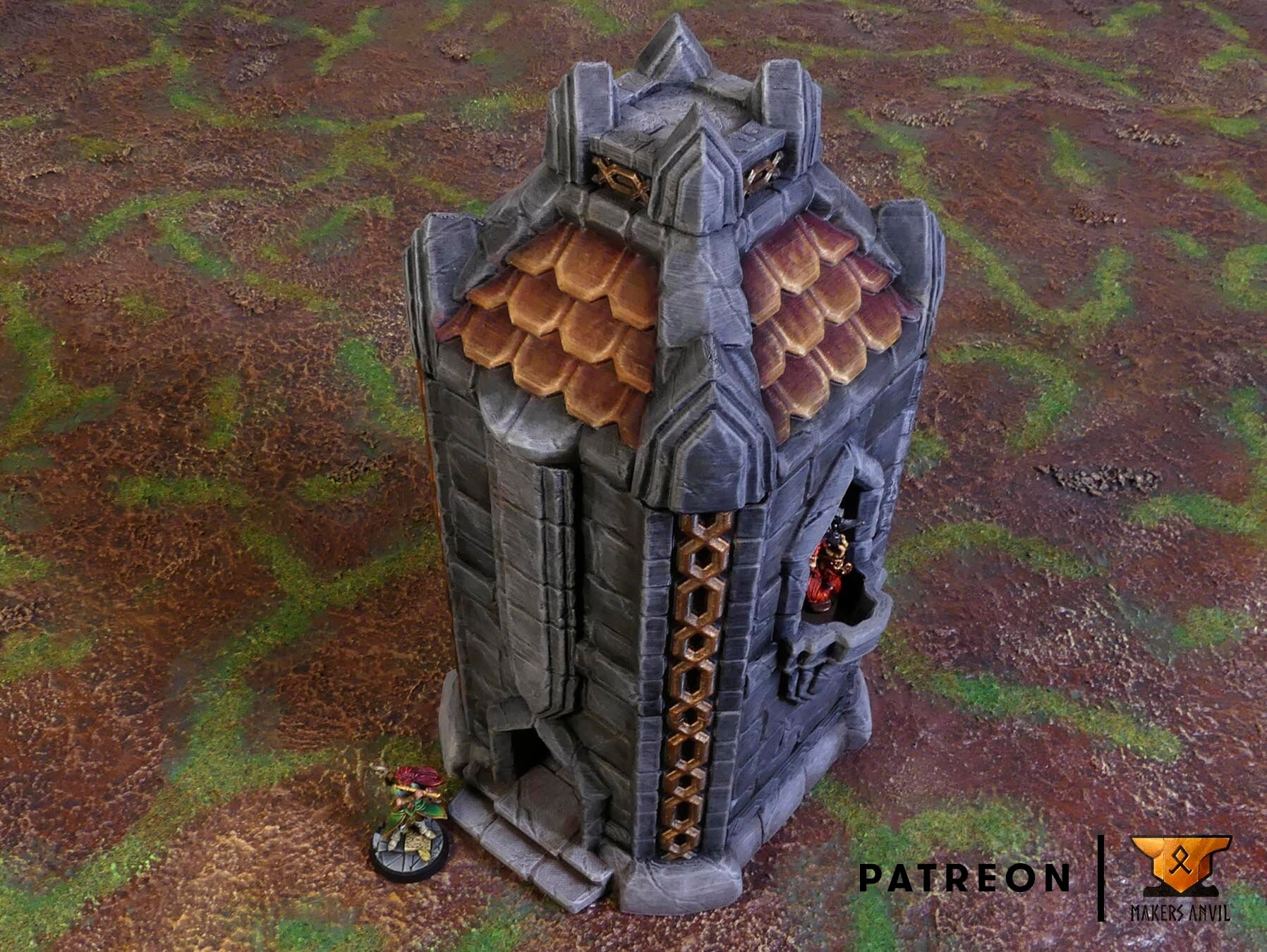 Dwarf Tower Terrain Scenery | Makers Anvil | Roleplaying 3D Printed Fantasy Scenery | Miniature Building Terrain TTRPG - 3DPrintDen