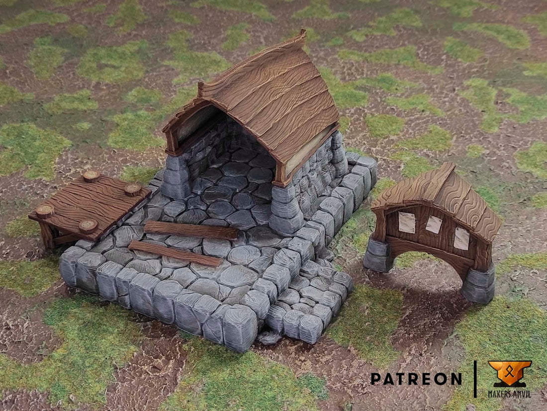 Fisherman Dock and Notice Board Terrain Scenery | Makers Anvil | Roleplaying 3D Printed Fantasy Scenery | Miniature Building Terrain TTRPG - 3DPrintDen