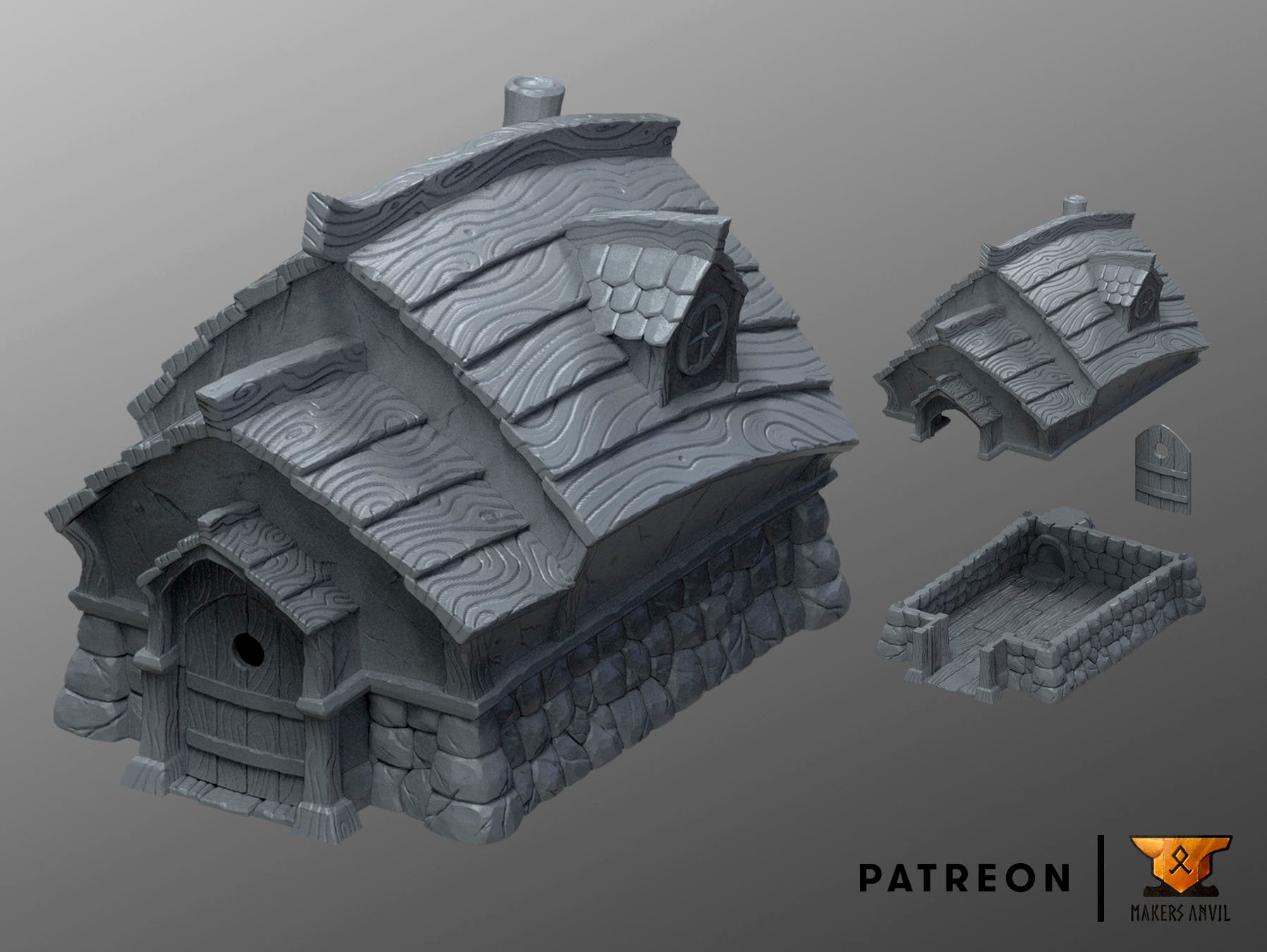 Fisherman Hut Terrain Scenery | Makers Anvil | Roleplaying 3D Printed Fantasy Scenery | Miniature Building Terrain TTRPG - 3DPrintDen